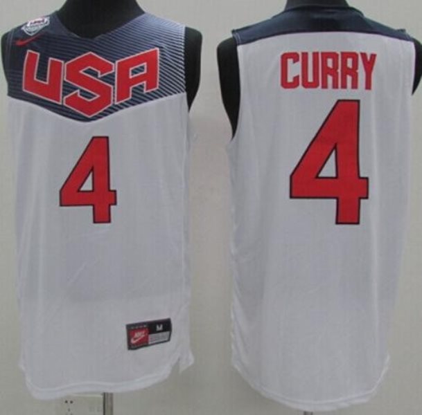 Team USA No.4 Stephen Curry White Men's Basketball Jersey