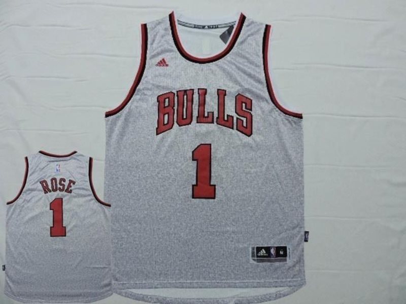 NBA Bulls 1 Rose Grey Men Jersey