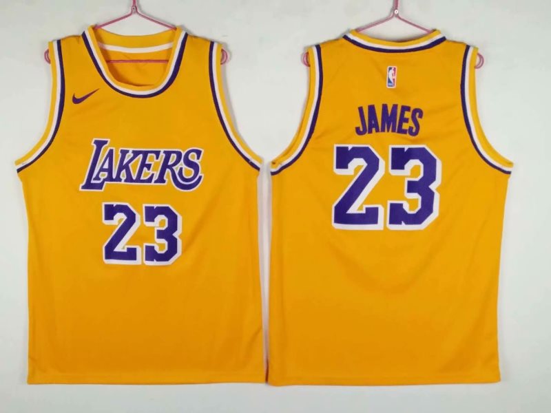 NBA Lakers 23 Lebron James Yellow Nike Swingman Men Jersey