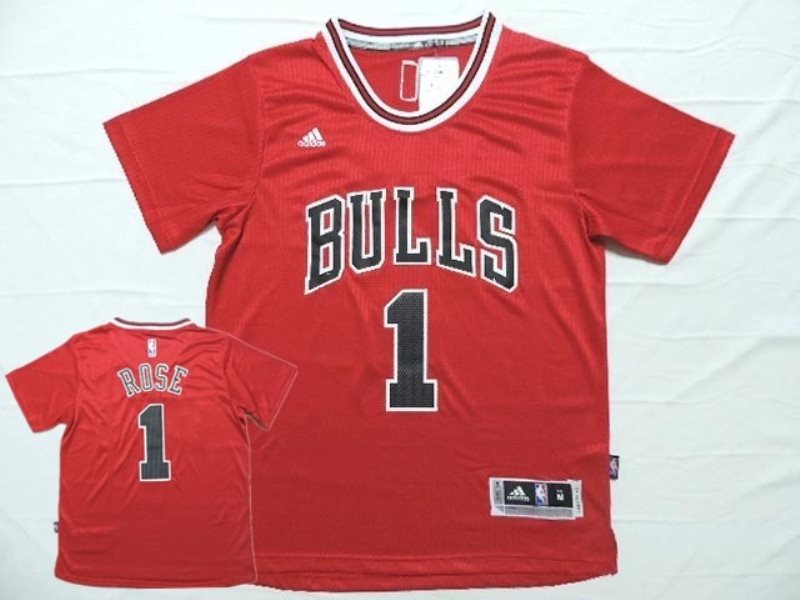 NBA Bulls 1 Rose Red 2014-15 New Revolution 30 Short Sleeve Men Jersey