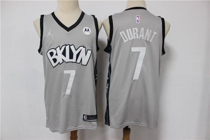 NBA Nets 7 Kevin Durant Grey 2021 Jordan Men Jersey
