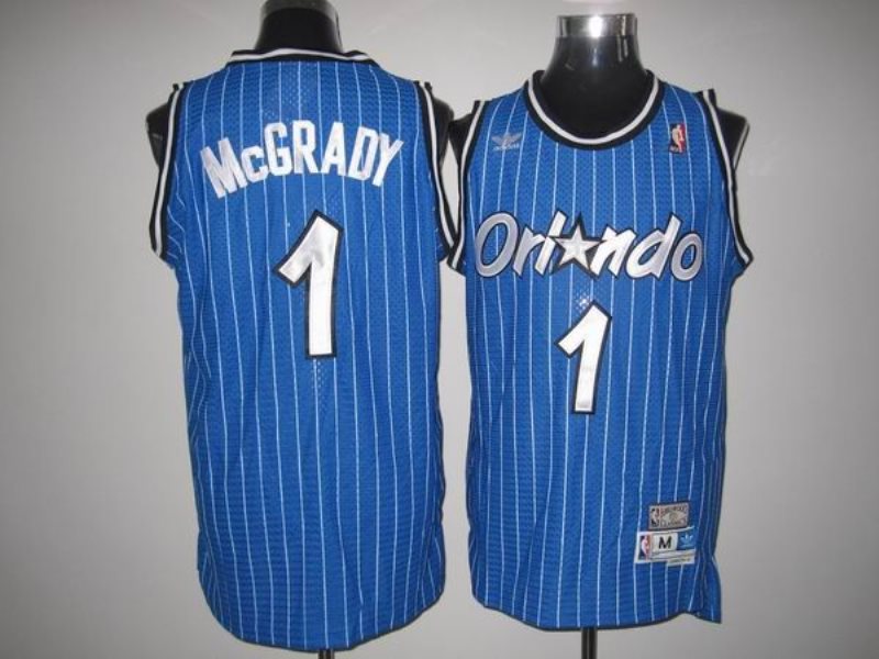 NBA Magic 1 Tracy Mcgrady Blue Throwback Men Jersey