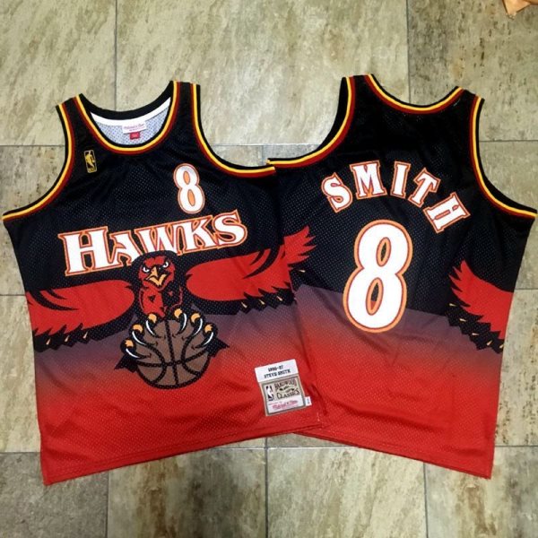 NBA Hawks 8 Steve Smith Red 1996-97 Hardwood Classics Men Jersey
