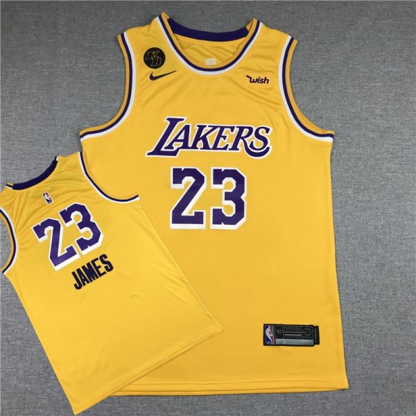 NBA Lakers 23 Lebron James Yellow KB Nike Men Jersey