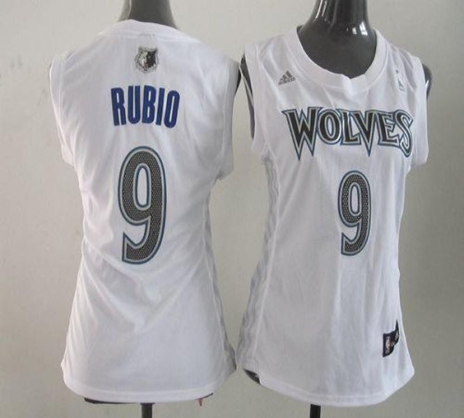 NBA Timberwolves 9 Ricky Rubio White Women Jersey