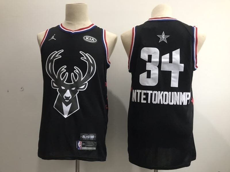 NBA Bucks 34 Giannis Antetokounmpo 2019 All-Star Black Swingman Men Jersey