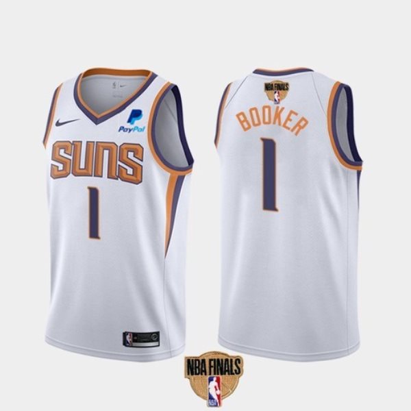 NBA Suns 1 Devin Booker White 2021 Finals Nike Men Jersey