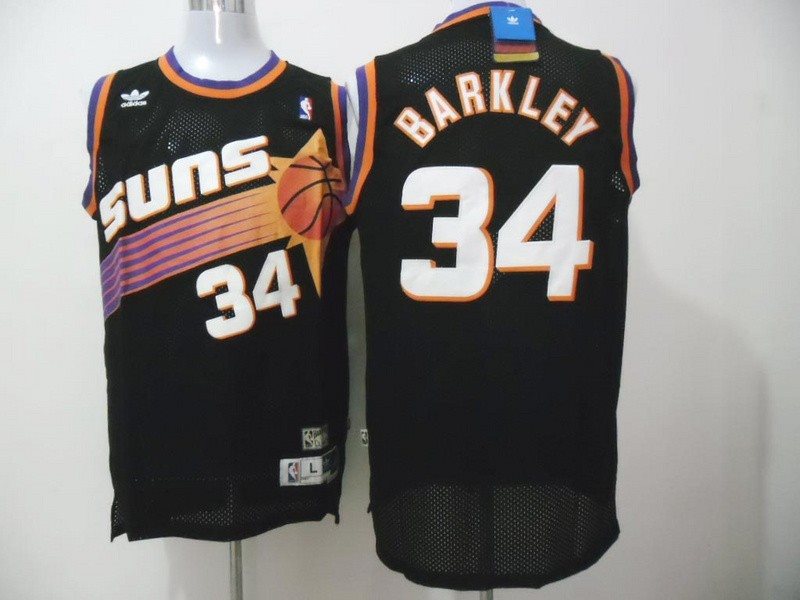 NBA Suns 34 Barkley Black Hardwood Classics Men Jersey