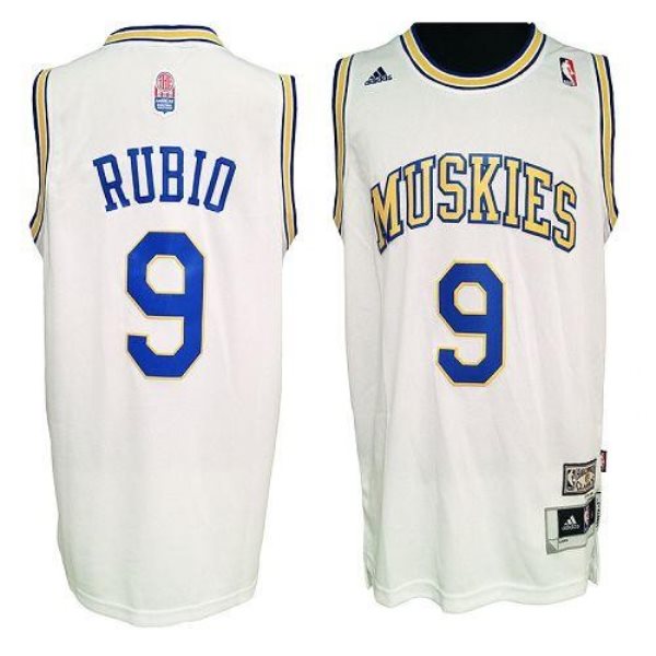 NBA Timberwolves 9 Ricky Rubio White ABA Hardwood Classic Men Jersey