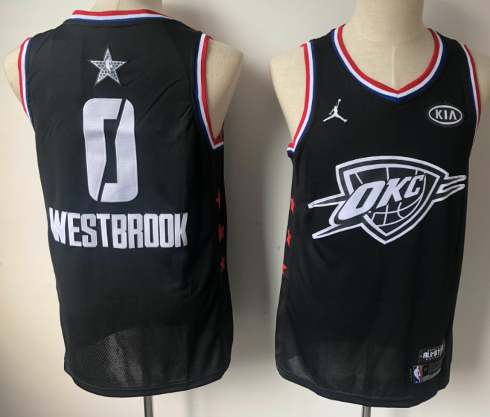 NBA Thunder 0 Russell Westbrook Black 2019 All-Star Game Men Jersey