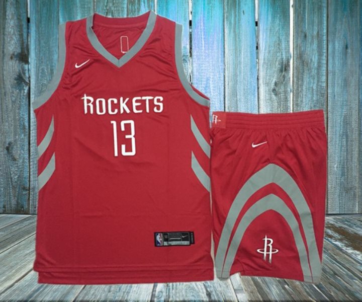 NBA Rockets 13 James Harden Red Nike Swingman Jersey(With Shorts)