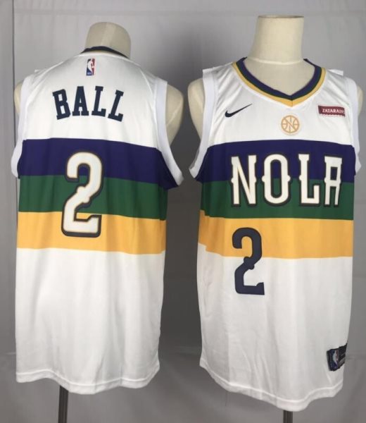 NBA Pelicans 2 Lonzo Ball White City Edition Nike Men Jersey