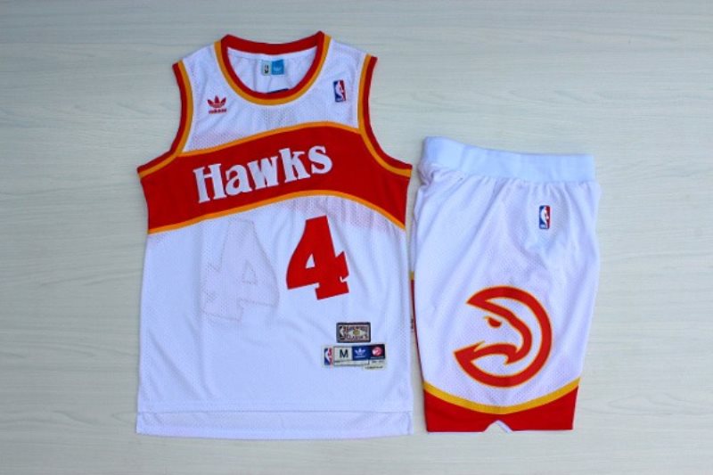 NBA Hawks 4 Spud Webb White Hardwood Classics Men Jersey(With Shorts)