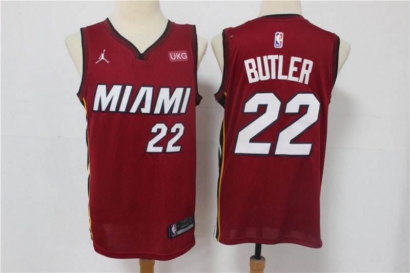 NBA Heat 22 Jimmy Butler Red Jordan Men Jersey