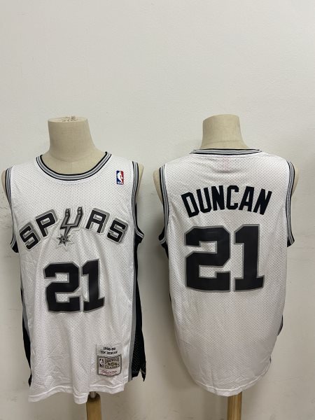 NBA Spurs 21 Tim Duncan White 1998-99 Hardwood Classics Men Jersey