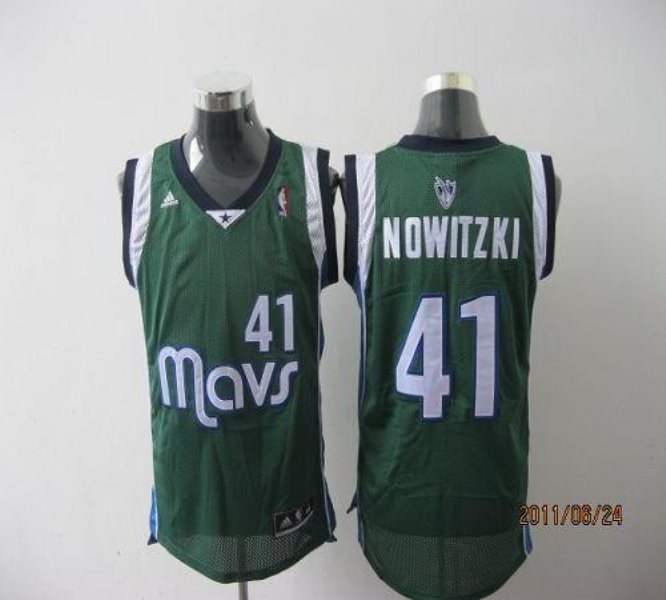 NBA Mavericks 41 Dirk Nowitzki Revolution 30 Green Men Jersey