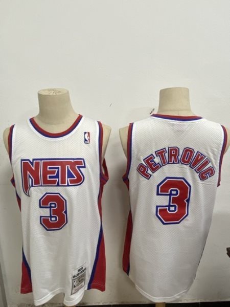 NBA Nets 3 Drazen Petrovic White Throwback New Men Jersey