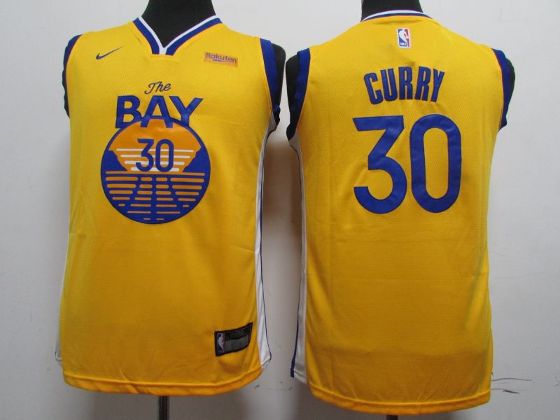 NBA Warriors 30 Stephen Curry Yellow 2020 New Nike Youth Jersey