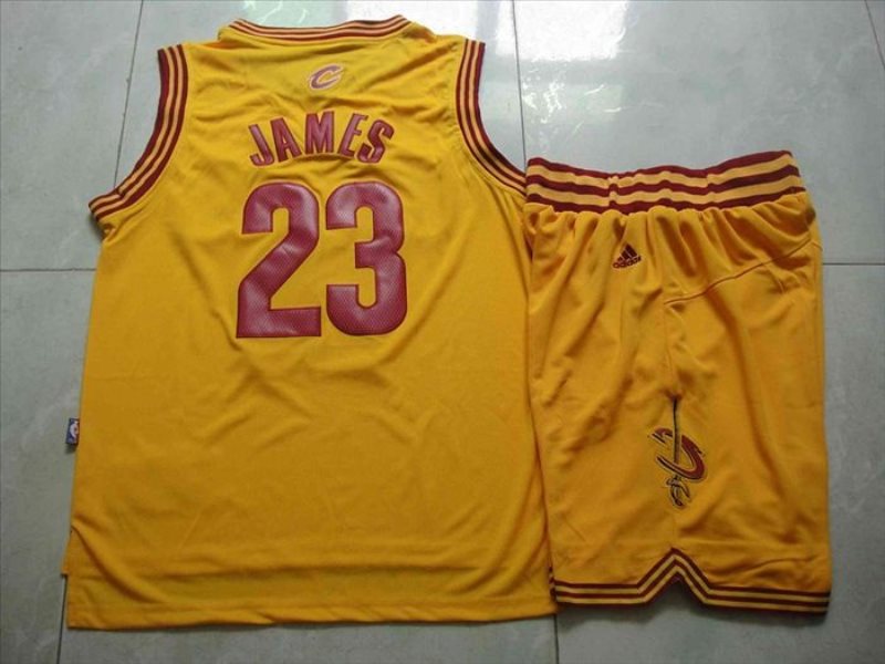 NBA Cavaliers 23 LeBron James Yellow Revolution 30 Men Jersey(with shorts)