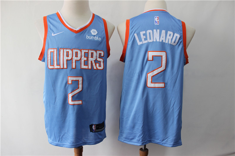 NBA Clippers 2 Kawhi Leonard Blue Nike Men Jersey With Logo