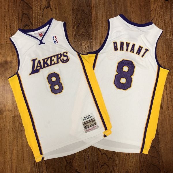 NBA Lakers 8 Kobe Bryant White Classics Men Jersey