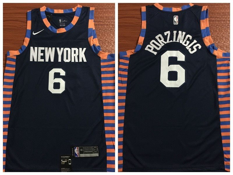 NBA Knicks 6 Kristaps Porzingis 2018-19 City Edition Edition Navy Nike Men Jersey