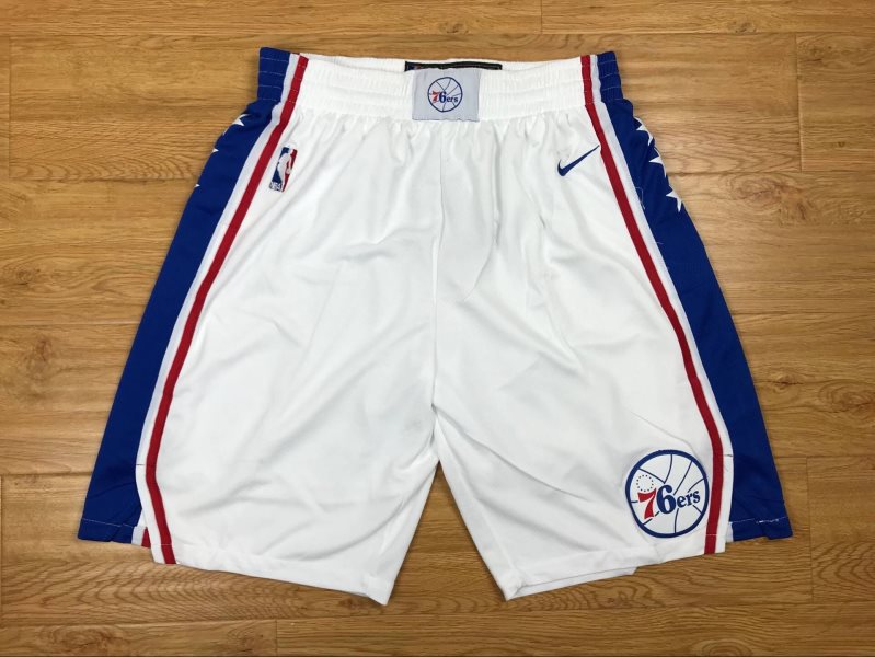 NBA 76ers White Nike Authentic Shorts