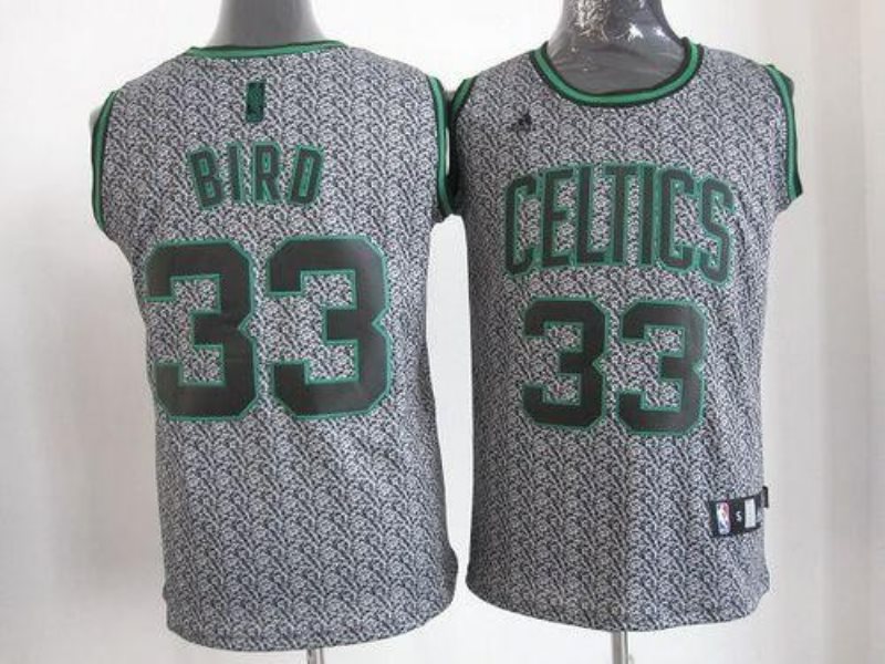 NBA Celtics 33 Larry Bird Grey Static Men Jersey