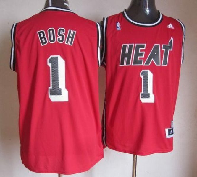 NBA Heat 1 Chris Bosh Red Hardwood Classics Nights Men Jersey