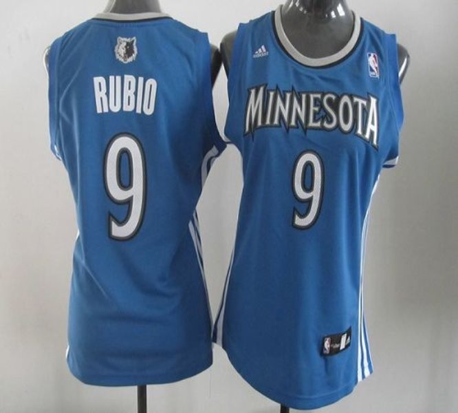 NBA Timberwolves 9 Ricky Rubio Blue Road Women Jersey