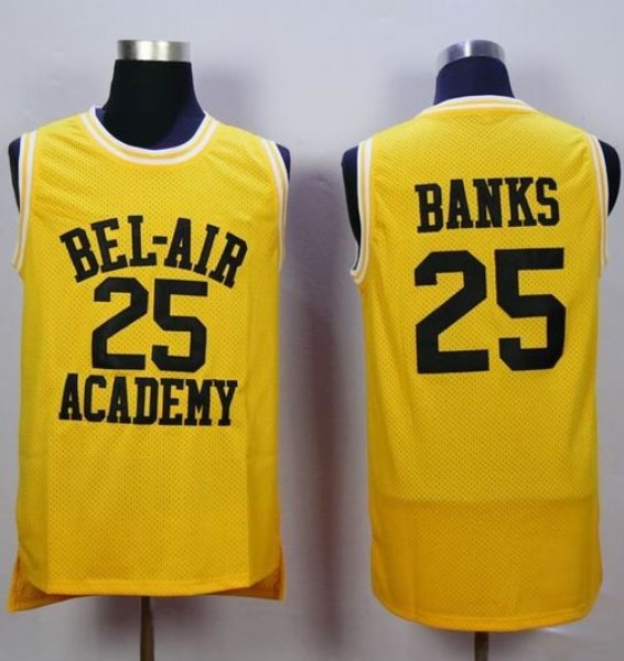 Bel-Air Academy 25 Banks Gold Stitched Basketball Jersey