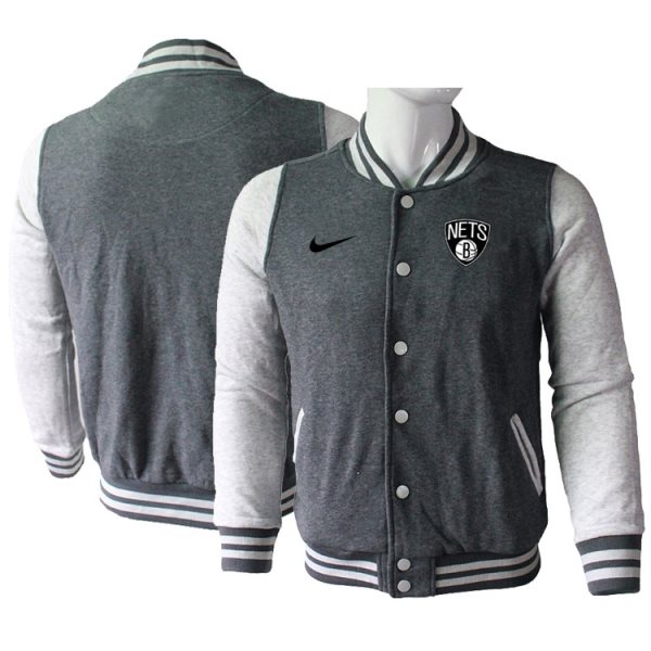 NBA Brooklyn Nets Blank Dark Grey Nike Wool Jacket