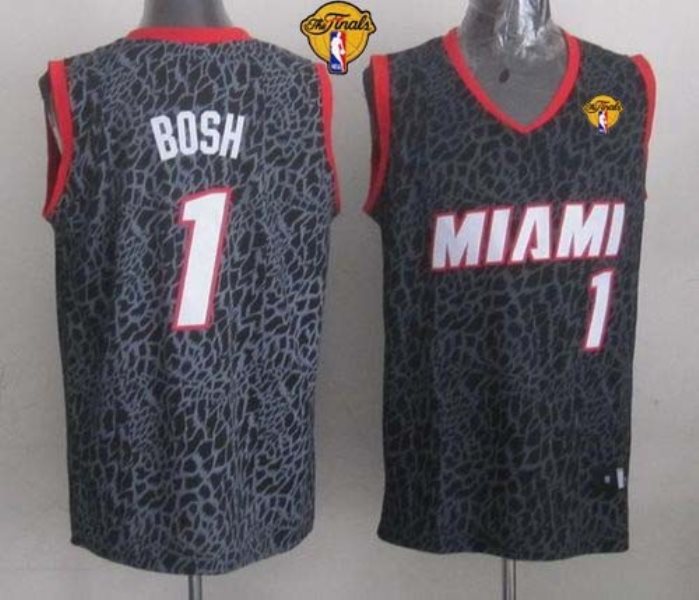 NBA Heat 1 Chris Bosh Black Crazy Light Finals Patch Adidas Men Jersey