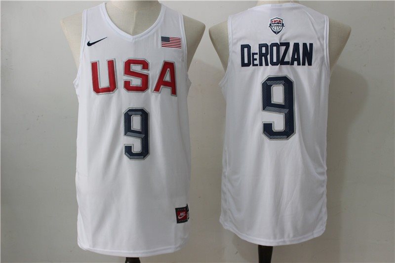 2016 Dream Team 9 Demar Derozan White Basketball Jersey