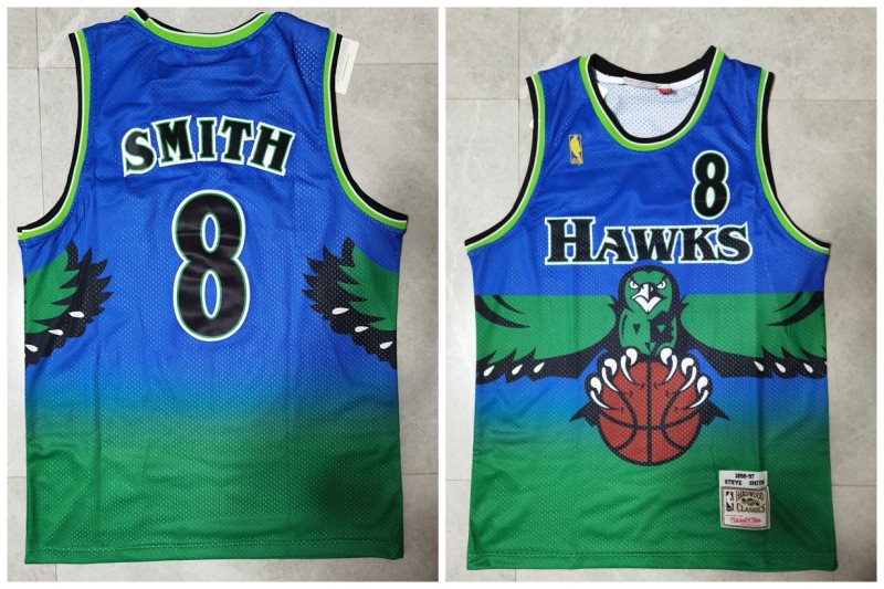 NBA Hawks 8 Steve Smith Blue Throwback Men Jersey