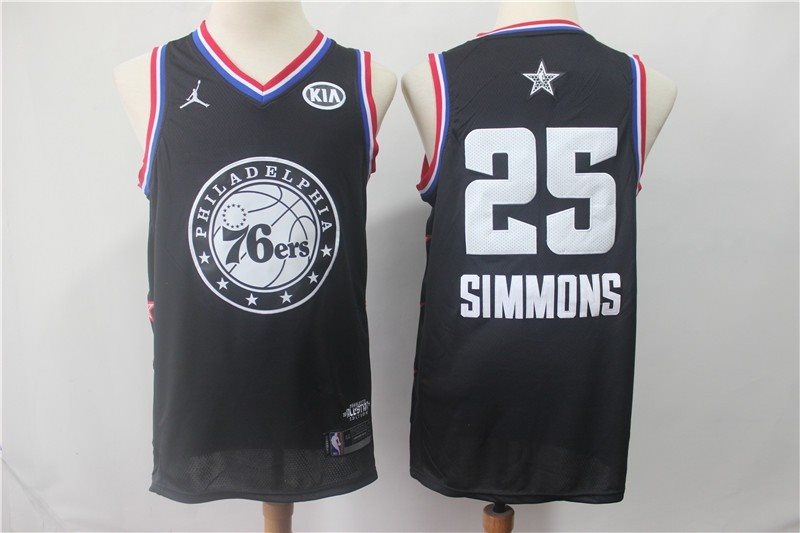 NBA 76ers 25 Ben Simmons Black 2019 All-Star Game Men Jersey