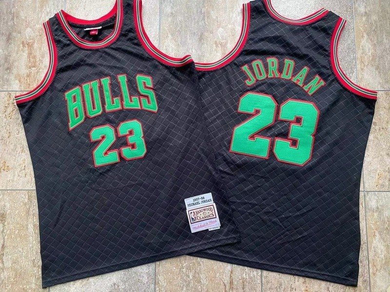 NBA Bulls 23 Jordan Mitchell & Ness Black Men Jersey