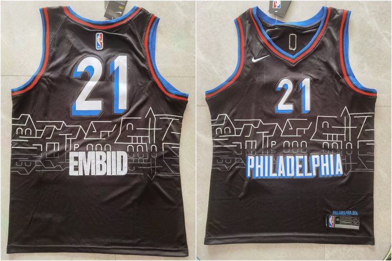 NBA 76ers 21 Joel Embiid 2021 City Edition Nike Men Jersey