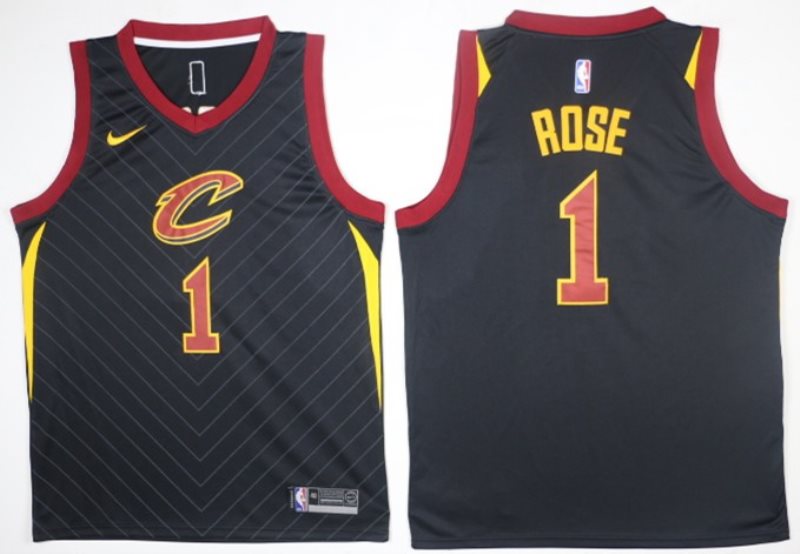 NBA Cavaliers 1 Derrick Rose 2017-18 Black Nike Men Jersey