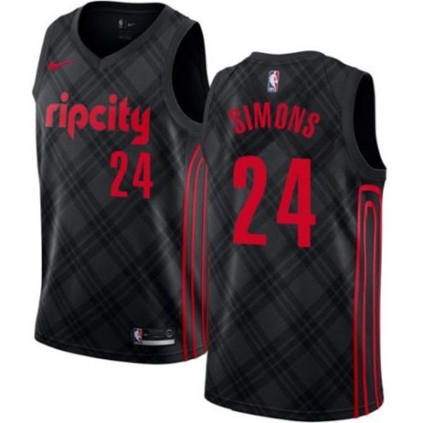 NBA Blazers 24 Anfernee Simons Black City Edition Nike Men Jersey