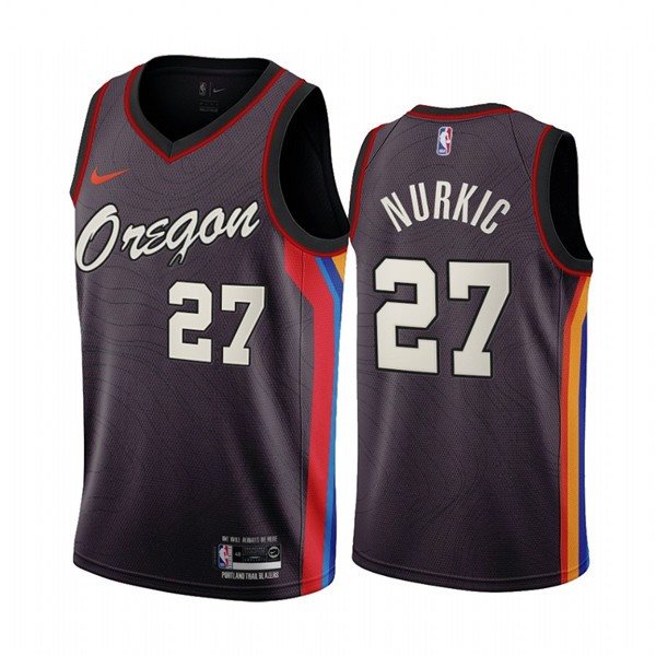 NBA Blazers 27 Jusuf Nurkic Chocolate 2020-21 City Edition Nike Men Jersey