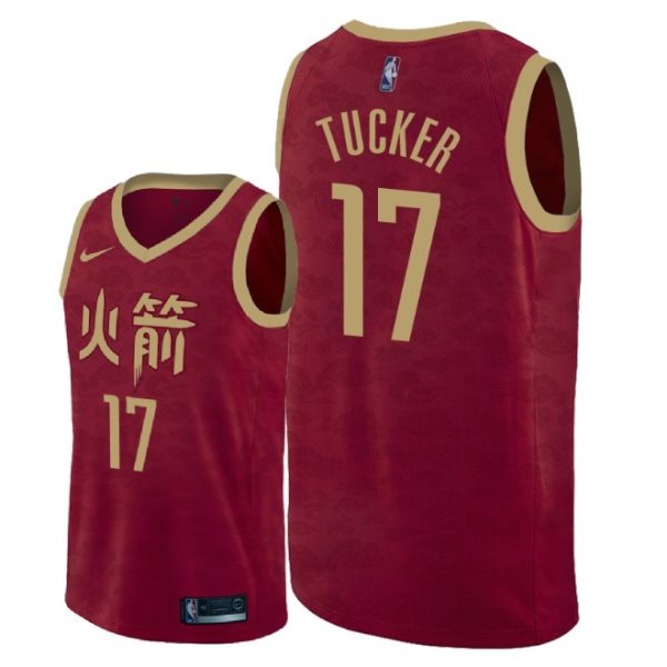 NBA Rockets 17 P.J. Tucker Red 2018-19 City Edition Nike Men Jersey