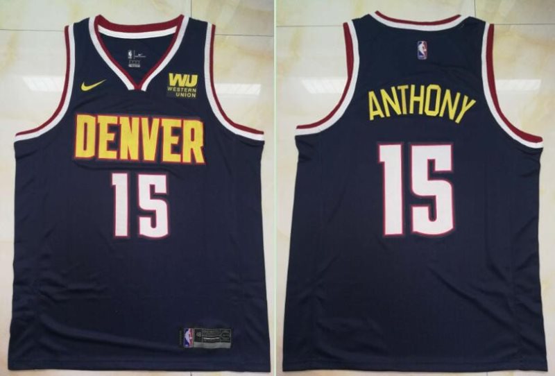 NBA Nuggets 15 Carmelo Anthony Navy Nike Men Jersey