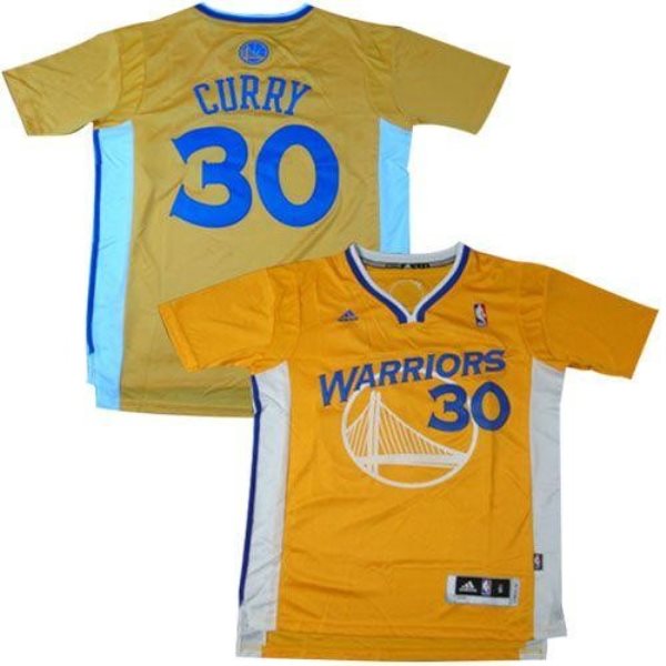 NBA Warriors 30 Stephen Curry Gold Alternate Men Jersey