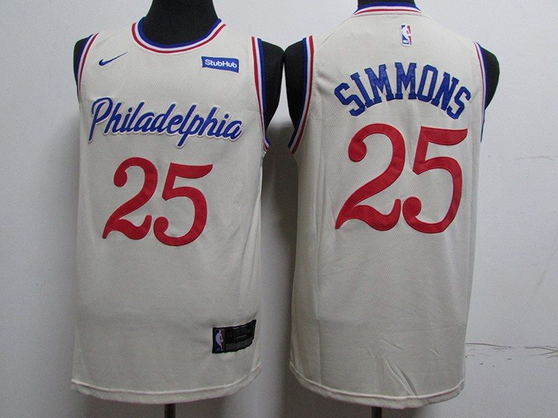 NBA 76ers 25 Ben Simmons Cream 2019-20 City Edition Nike Men Jersey