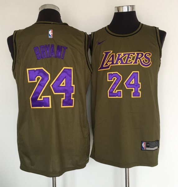 NBA Lakers 24 Kobe Bryant Olive Nike Swingman Men Jersey