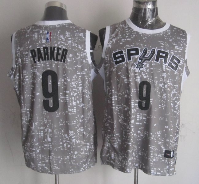 NBA Spurs 9 Tony Parker Gray City Luminous Men Jersey
