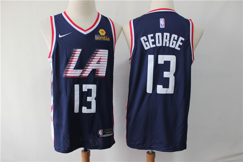 NBA Clippers 13 Paul George Navy City Edition Swingman Nike Men Jersey With Logo