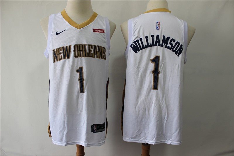 NBA Pelicans 1 Zion Williamson White Nike Men Jersey