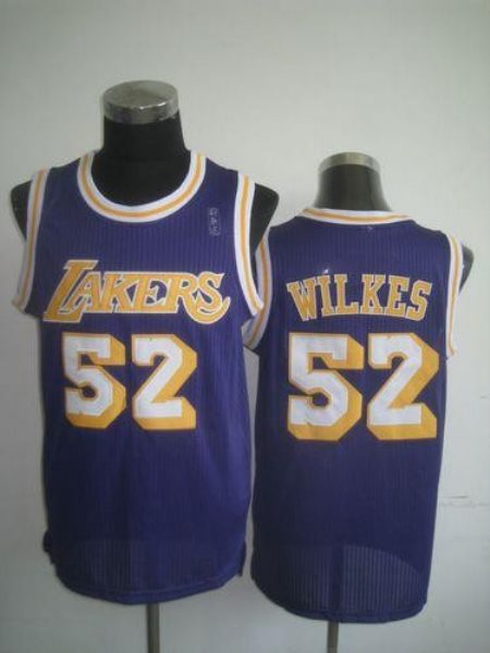 NBA Lakers 52 Jamaal Wilkes Purple Throwback Men Jersey